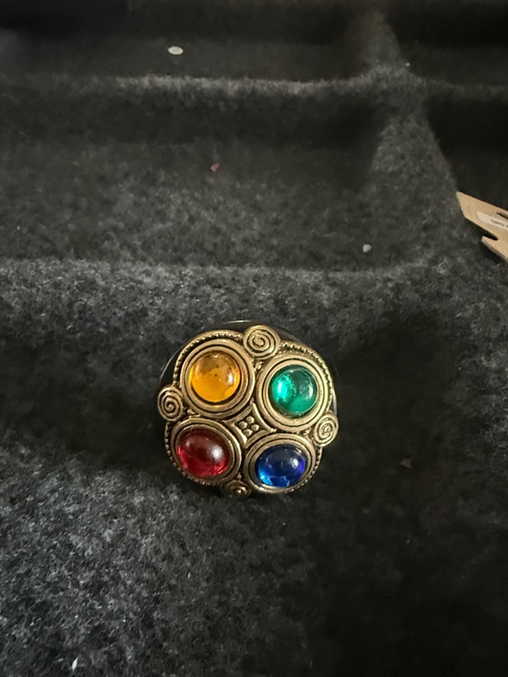 Multicolor Gemstone Statement Ring - Vintage-Inspired Women’s Jewelry adjustable